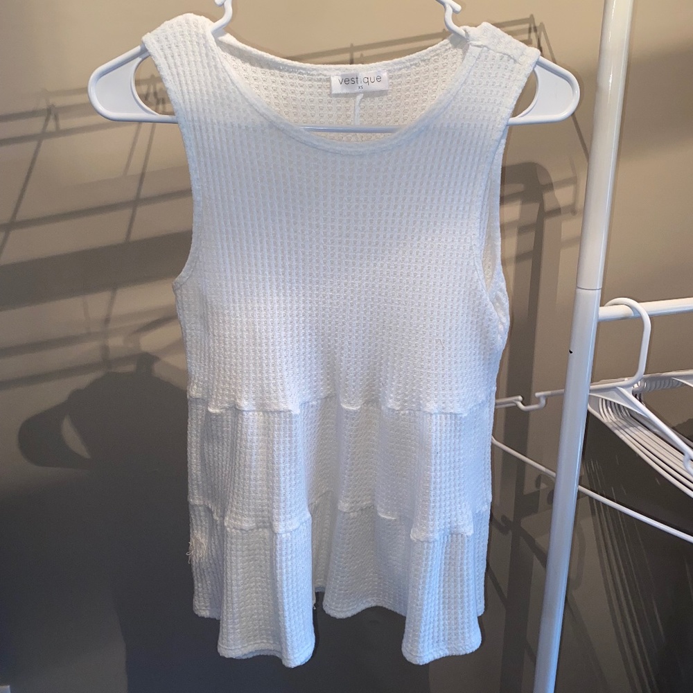 Vestique, White Waffle Knit Tank Top